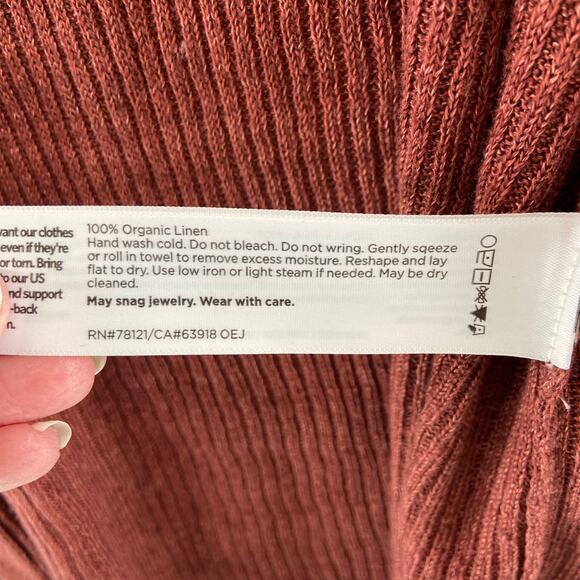 Eileen Fisher Linen Brown Open Front Cardigan Sweater Size Medium - Picture 5 of 6